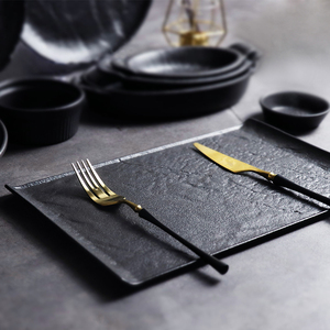Custom Hotel Restaurant Dinnerware <strong>Tapas</strong> <strong>Plates</strong> Ceramic Restaurant Baking <strong>Plate</strong> Ceramic Crockery <strong>Plate</strong> Black Porcelain Bakeware - Product Image 4