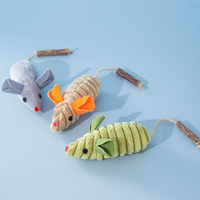Nouvel Arrivage : Jouet Interactif pour Chat en Peluche Mignon en Forme de Souris avec Queue en Bâton de Silvervine et Catnip Intégré