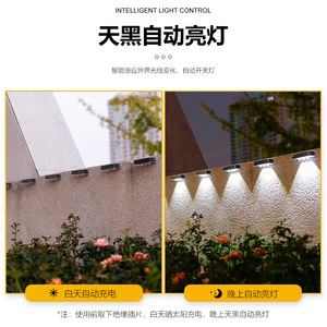 Lampe murale solaire Xinyao à 3 LED, étanche, pour extérieur, jardin, villa, éclairage d'ambiance - Product Image 3