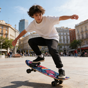 ZHOYA Planche à roulettes 28 pouces <span class=keywords><strong>en</strong></span> érable pour enfants, idéale pour la ville, le commuting et les débutants, planche à quatre roues, modèle Single Flip - Product Image 4