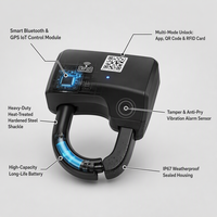 Kunci Sepeda Omni Kontrol Aplikasi Server BLE RFID WiFi/4G/5G/3G/2G Aluminium Tahan Air IP67 Harga Grosir Desain Baru