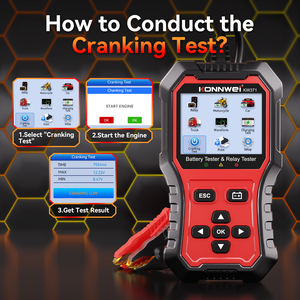 Probador de Baterías de Litio Konnwei KW371, Probador de Relés, Herramientas de Diagnóstico Automotriz, Analizador de Baterías de Auto de 12V y 24V, EFB <span class=keywords><strong>AGM</strong></span> - Product Image 2