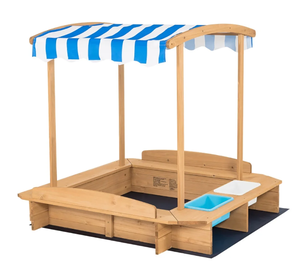 Boîte <span class=keywords><strong>à</strong></span> <span class=keywords><strong>sable</strong></span> de jeu en plein air, table <span class=keywords><strong>à</strong></span> <span class=keywords><strong>sable</strong></span> pour enfants, <span class=keywords><strong>bac</strong></span> <span class=keywords><strong>à</strong></span> <span class=keywords><strong>sable</strong></span> en bois avec auvent rayé - Product Image 2