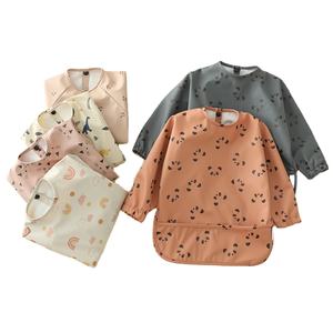 Hot Selling Denmark Polyester Waterproof Long Sleeve Baby Bibs Baby Smock <strong>Apron</strong> for Eating &amp; Led Weaning - Product Image 1