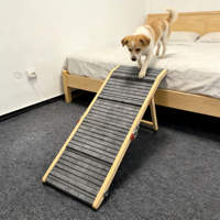 Rampe d'escalier pliable pour chien en bambou, réglable en hauteur sur 5 niveaux, design pliable, pour hôtel, extérieur, escaleras para perros