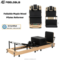 Reformer de Pilates pliable en bois d'érable, réglable et multifonctionnel, pour la maison et le studio, avec 6 ressorts
