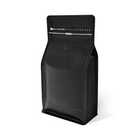 Sacs à café en aluminium noir mat, imprimés sur mesure, réutilisables, avec fermeture éclair latérale et valve, pochettes carrées autoportantes pour emballage de grains de café