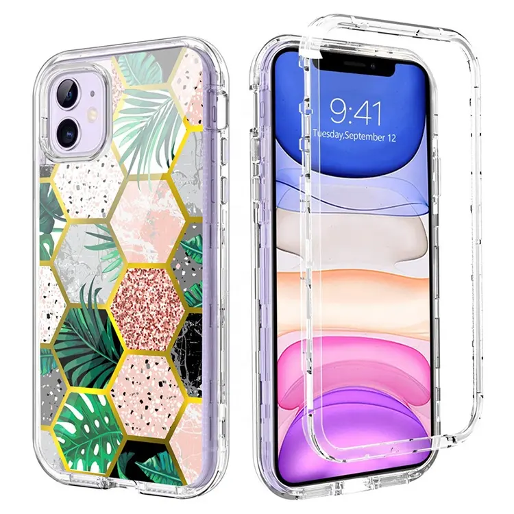 Wholesale Cell Phone Case Heavy Duty Soft TPU and Hard Plastic Marble Design Phone Cover for Iphone 13 12 11 pro max