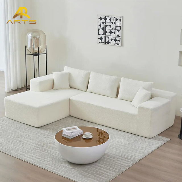 Tofu Block Vacuum Compressed Modular Corner L Shaped Sofa Fabric with Sponge Filling for Living Room Furniture