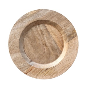 Plateau de service rond en bois fait main, en bois de manguier brut, motif bois naturel, sans danger pour les aliments - Product Image 1
