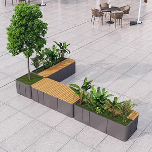 กระถางปลูก<span class=keywords><strong>ต้น</strong></span>ไม้โลหะพร้อมที่นั่งกลางแจ้งทำจากไม้กระถางปลูกต้นไม้โค้งเหล็กพร้อมที่นั่ง - Product Image 3