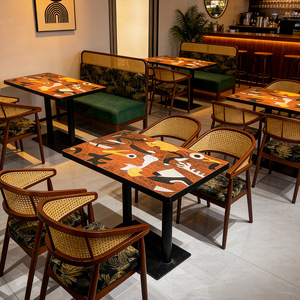 Juego de Muebles de <span class=keywords><strong>Restaurante</strong></span> Modernos de Lujo Ligero, Sofá de Espera, Mesa <span class=keywords><strong>y</strong></span> Sillas de Comedor para <span class=keywords><strong>Restaurante</strong></span> <span class=keywords><strong>y</strong></span> <span class=keywords><strong>Bares</strong></span> - Product Image 4