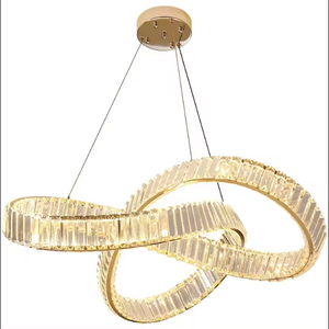 Lámpara colgante de acero de tendencia, candelabro de cristal K9 de lujo moderno de color champán decorativo - Product Image 2