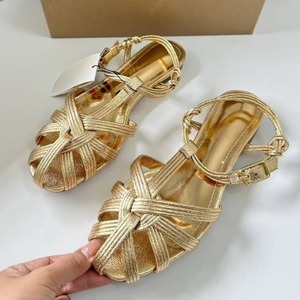 <span class=keywords><strong>Sandalias</strong></span> <span class=keywords><strong>Gladiador</strong></span> Retro para Mujer, Diseño Calado, Doradas, de PU Suave, Punta Abierta, <span class=keywords><strong>Planas</strong></span>, Cómodas, para Playa, Verano - Product Image 6