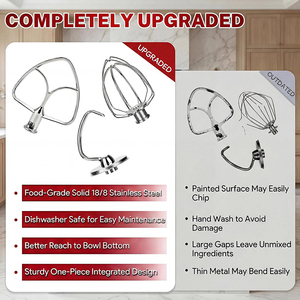Kit de Accesorios Personalizados para Batidora de Pedestal, 3 Piezas, Gancho para Masa de Acero Inoxidable, <span class=keywords><strong>Batidor</strong></span> <span class=keywords><strong>Plano</strong></span>, <span class=keywords><strong>Batidor</strong></span> de Varillas de 6 Alambres, Accesorio para Batidora <span class=keywords><strong>Kitchenaid</strong></span> - Product Image 5