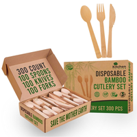 Ensemble de couverts en bambou biodégradable de luxe couteau cuillère fourchette jetable écologique modèle personnalisé