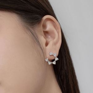 Dylam Fashion Trendy Design Hypoallergenic S925 Silver Geometric Symmetry Heart 0.25ct 5A Zirconia Flower Shape <b>Stud</b> <b>Earrings</b> - Product Image 4