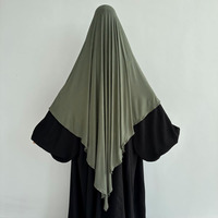 Khimar Long en Jersey de Coton Simple Épaisseur, Extensible, pour Femmes Musulmanes, Hijab de Prière à Nouer au Dos, Style Français, Vente en Gros pour l'Aïd et le Ramadan