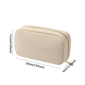 Women's Large Capacity Corduroy <strong>Makeup</strong> Bag Simple Design Travel Cosmetics <strong>Storage</strong> <strong>for</strong> Daily Use - Product Image 2