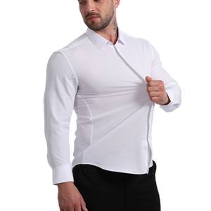 <span class=keywords><strong>Camisa</strong></span> de Hombre de Talla Grande, Ajustada y Elástica, Manga Larga, Tela Antiarrugas, Estilo Casual de Negocios, <span class=keywords><strong>Camisa</strong></span> de Vestir con Botones, Color Sólido - Product Image 2