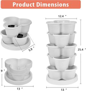 Jardinière verticale moderne à 5 niveaux auto-arrosante empilable avec roulettes - Product Image 2
