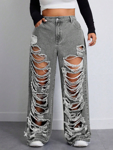 Vente directe usine – Nouveauté 2026 : <span class=keywords><strong>Jean</strong></span> déchiré multifonctionnel, confortable et tendance, coupe large taille haute pour <span class=keywords><strong>femme</strong></span> à prix abordable - Product Image 2
