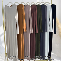 Robe intérieure moulante en coton et élasthanne Sharut Eid Ramadan, Abaya pour femmes, robe musulmane, col rond, manches longues, robes extensibles pour femmes