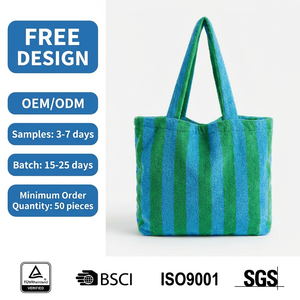 Sac fourre-tout tendance en tissu éponge de coton avec lettres japonaises personnalisées, sac de plage <span class=keywords><strong>Birken</strong></span> esthétique en tissu éponge grande capacité pour enterrement de vie de jeune fille - Product Image 1