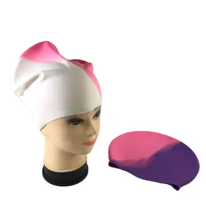 긴 머리 수영 모자를 위한 유일한 혼합 색깔 물 증거 실리콘 수영 모자