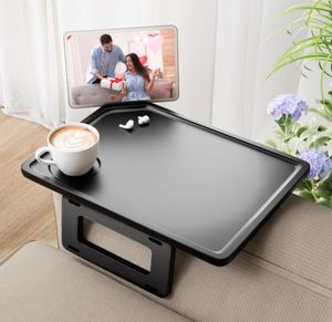 3-in-1 opvouwbare 360° draaibare bamboe houten bekerhouder & mobiele telefoonstandaard antislip woonkamer organizer draagbaar - Product Image 1