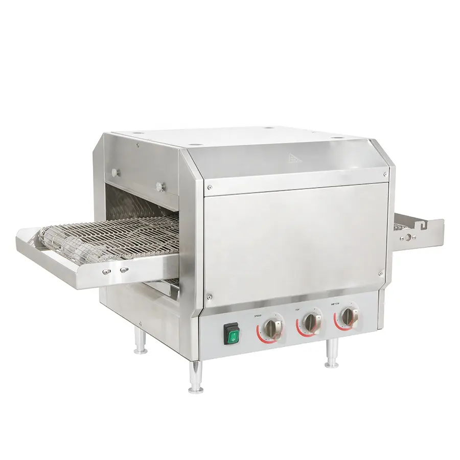 Peralatan dapur restoran komersial kecepatan disesuaikan sabuk konveyor elektrik Oven Pizza untuk roti 230V