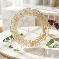 Assiettes de présentation en verre 13 pouces, nouveauté, designs vintage, blanc, or, argent, pour mariages et événements – Meilleures ventes