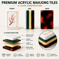 Ensemble de Mahjong américain de luxe en acrylique tortue à 4 couches, tuiles de Mahjong Dynastie Reverie Dragon Crane avec accessoires en option