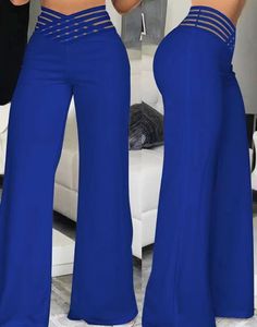 Pantalon décontracté taille haute pour femme, style européen et américain, coupe large, élégant, évasé, pour le bureau, avec ceinture ajourée - Product Image 6