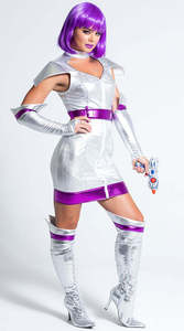 Robe sexy pour adulte, tenue spatiale, uniforme de scène, costume de performance, robe de fête d'Halloween, costume de cosplay d'astronaute pour femme - Product Image 3