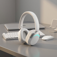 Casque sans fil OEM Bluetooth 6.0 avec ANC et ENC à alimentation unique, éclairage RGB, revêtement peint, oreillettes haut de gamme DNA pour le gaming