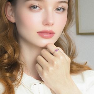 Anello di pietra preziosa da donna in argento 925 di lusso con anello di cristallo naturale con anello di fidanzamento e promessa per matrimonio o festa - Product Image 3