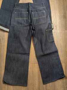 Custom Raw Selvedge Denim Jeans 17oz Deep Indigo Tapered Cut Color Fade <strong>Jeggings</strong> Raw Kain Man Denim Fabric YARN DYED - Product Image 4