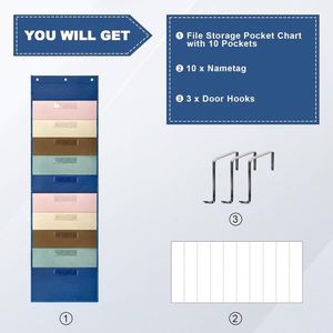 Over the Door Hanging Wall <b>File</b> Organizer, 10-Pocket 600D Oxford Cloth Storage for <b>Files</b>, Magazines, Office & School Supplies - Product Image 4
