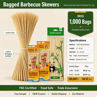 JIAHUI Vente en gros Emballage personnalisé Bâtonnets de bambou biodégradables 20/30/35cm pour barbecue, bâtonnets ronds jetables en bois de bambou