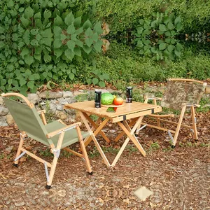 Outdoor <b>Folded</b> Portable Carry Furniture Solid Beech Wood Barbecue Egg Roll Camping <b>Table</b> - Product Image 4