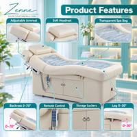 Lit de massage électrique de luxe pour hydrothérapie, table de traitement réglable pour salon de beauté avec télécommande, armoire de rangement, 2 moteurs