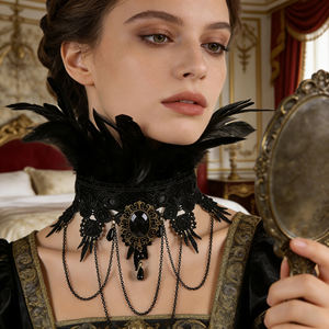 เครื่องประดับคอแบบขนนกสีดำสไตล์โกธิควิคตอเรียน สำหรับการแสดงละครเวทีและคอสเพลย์ - Product Image 3