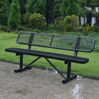Bancs rustiques publics en acier élargi bon marché banquette commerciale de parc extérieur chaise de banc en métal de loisirs de patio de jardin extérieur