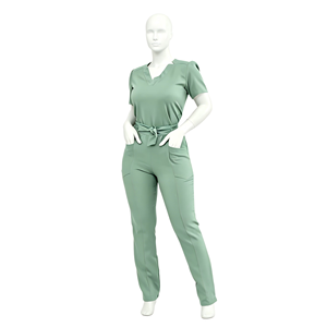 Pantalon droit d'été à manches courtes pour femme avec nœud, uniforme d'infirmière pour clinique dentaire et hôpital, tenue de travail pour le personnel médical - Product Image 5