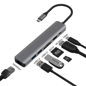 <span class=keywords><strong>Adaptateur</strong></span> RJ45 Hub <span class=keywords><strong>Adaptateur</strong></span> Multi-Fonction 7 En 1 Type C <span class=keywords><strong>USB</strong></span> vers 4K HDTV TF Lecteur de Carte SD Hub <span class=keywords><strong>USBC</strong></span> avec Hub de Charge <span class=keywords><strong>USB</strong></span> C PD - Product Image 1