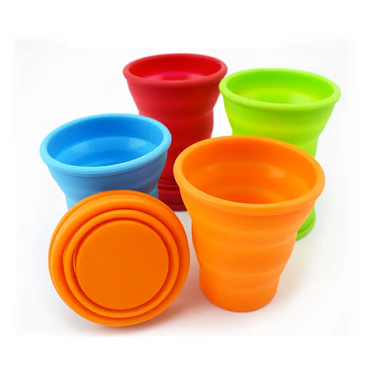 Mini size portable foldable silicone cup,Reusable collapsible silicon cup folding,Travel cup with lid