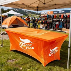 Custom Stretchy Spandex 6ft Traditional Style <b>Portable</b> <b>Table</b> Cloth Cover Trade Show Tent Digital Printing Logo Print High - Product Image 1