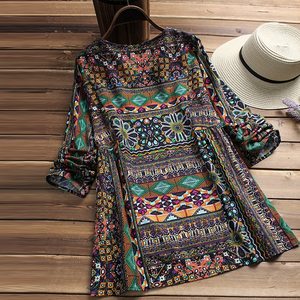 Ladies 'Bluse & Top Per Le Donne 2019 di Estate Dell'annata Stampa Floreale Manica Lunga Camicia Casual Femminile Camicette <span class=keywords><strong>Tunica</strong></span> Più Il Formato top - Product Image 4