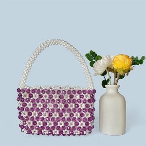 Sac à bandoulière bohème rétro pour femme, tendance, tissé à la main, géométrique, color-block, fleurs perlées - Product Image 1